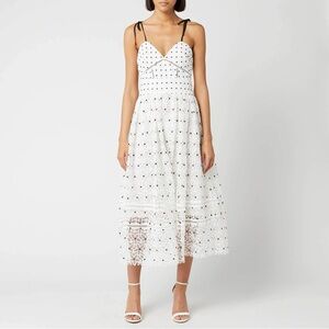 Self-Portrait Women's Hibiscus Floral Guipure Midi Dress - Ivory